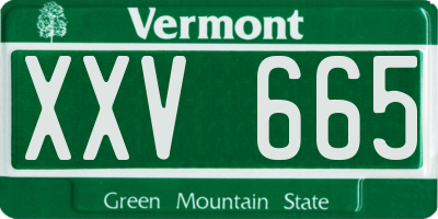 VT license plate XXV665