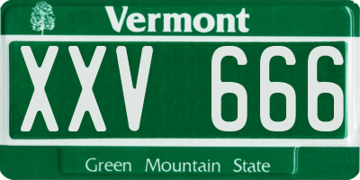 VT license plate XXV666