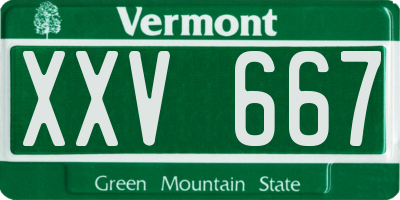 VT license plate XXV667