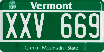 VT license plate XXV669