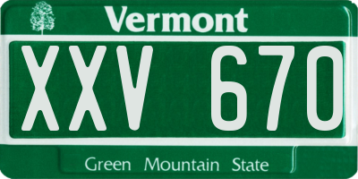 VT license plate XXV670