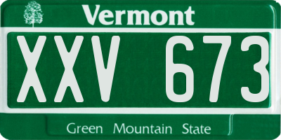 VT license plate XXV673
