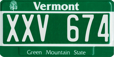 VT license plate XXV674