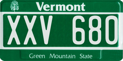 VT license plate XXV680