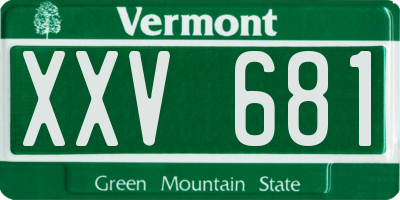 VT license plate XXV681