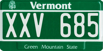 VT license plate XXV685