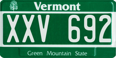 VT license plate XXV692