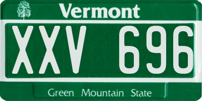 VT license plate XXV696
