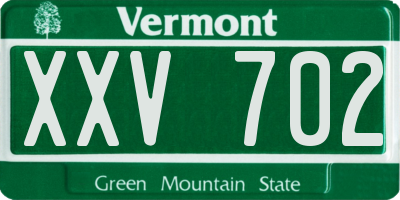 VT license plate XXV702