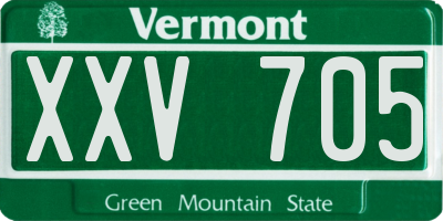 VT license plate XXV705