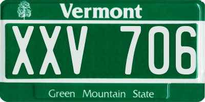 VT license plate XXV706