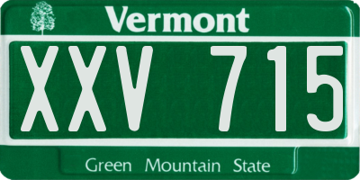 VT license plate XXV715