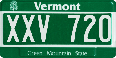 VT license plate XXV720