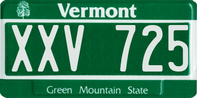 VT license plate XXV725