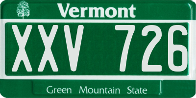 VT license plate XXV726