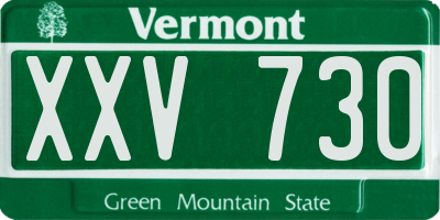 VT license plate XXV730