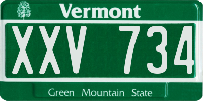 VT license plate XXV734