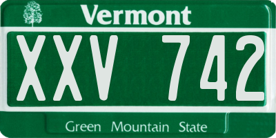 VT license plate XXV742