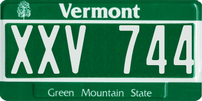 VT license plate XXV744