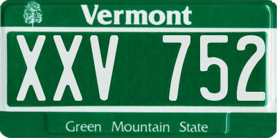 VT license plate XXV752