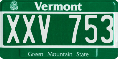 VT license plate XXV753