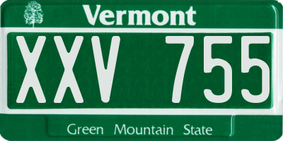 VT license plate XXV755