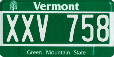 VT license plate XXV758