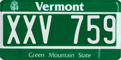 VT license plate XXV759
