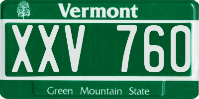 VT license plate XXV760
