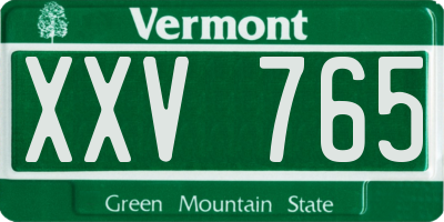 VT license plate XXV765