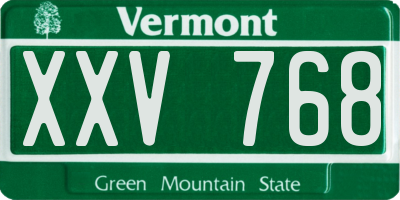 VT license plate XXV768