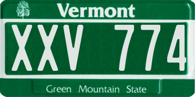 VT license plate XXV774