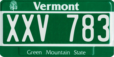 VT license plate XXV783