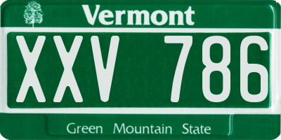 VT license plate XXV786