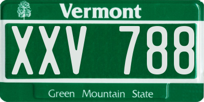 VT license plate XXV788
