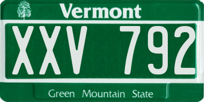 VT license plate XXV792