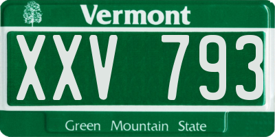 VT license plate XXV793