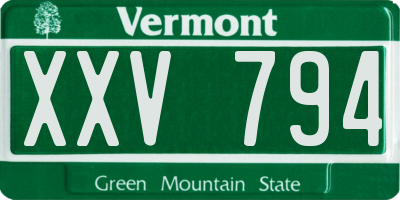 VT license plate XXV794