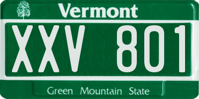 VT license plate XXV801