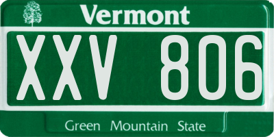 VT license plate XXV806