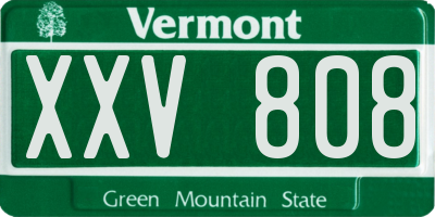 VT license plate XXV808