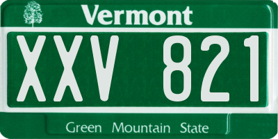 VT license plate XXV821