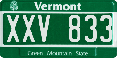 VT license plate XXV833