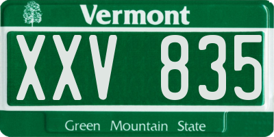 VT license plate XXV835