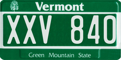 VT license plate XXV840
