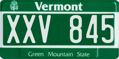 VT license plate XXV845