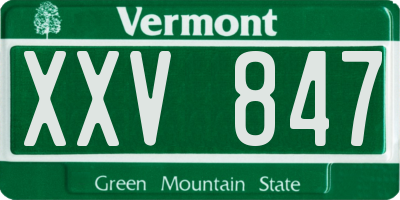 VT license plate XXV847