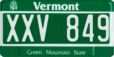 VT license plate XXV849