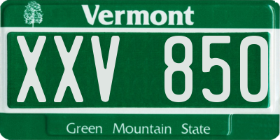 VT license plate XXV850