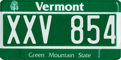 VT license plate XXV854